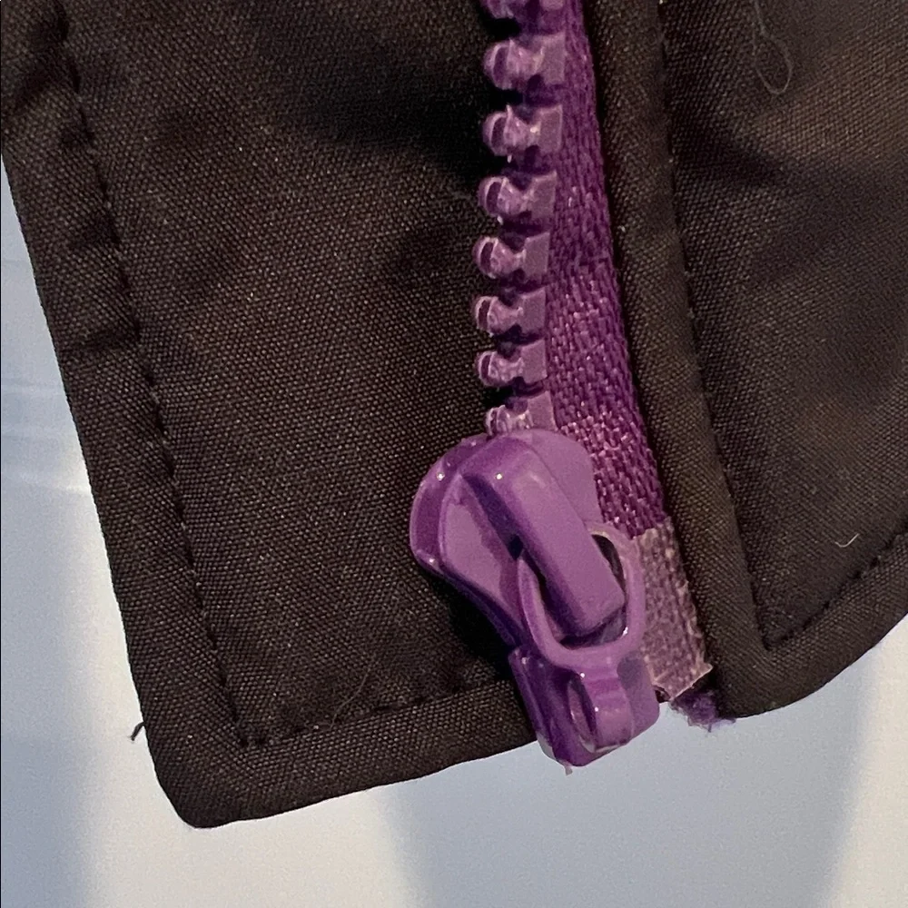 NORBI Black and Purple Winter Puffer Dog Jacket with Built in Harness